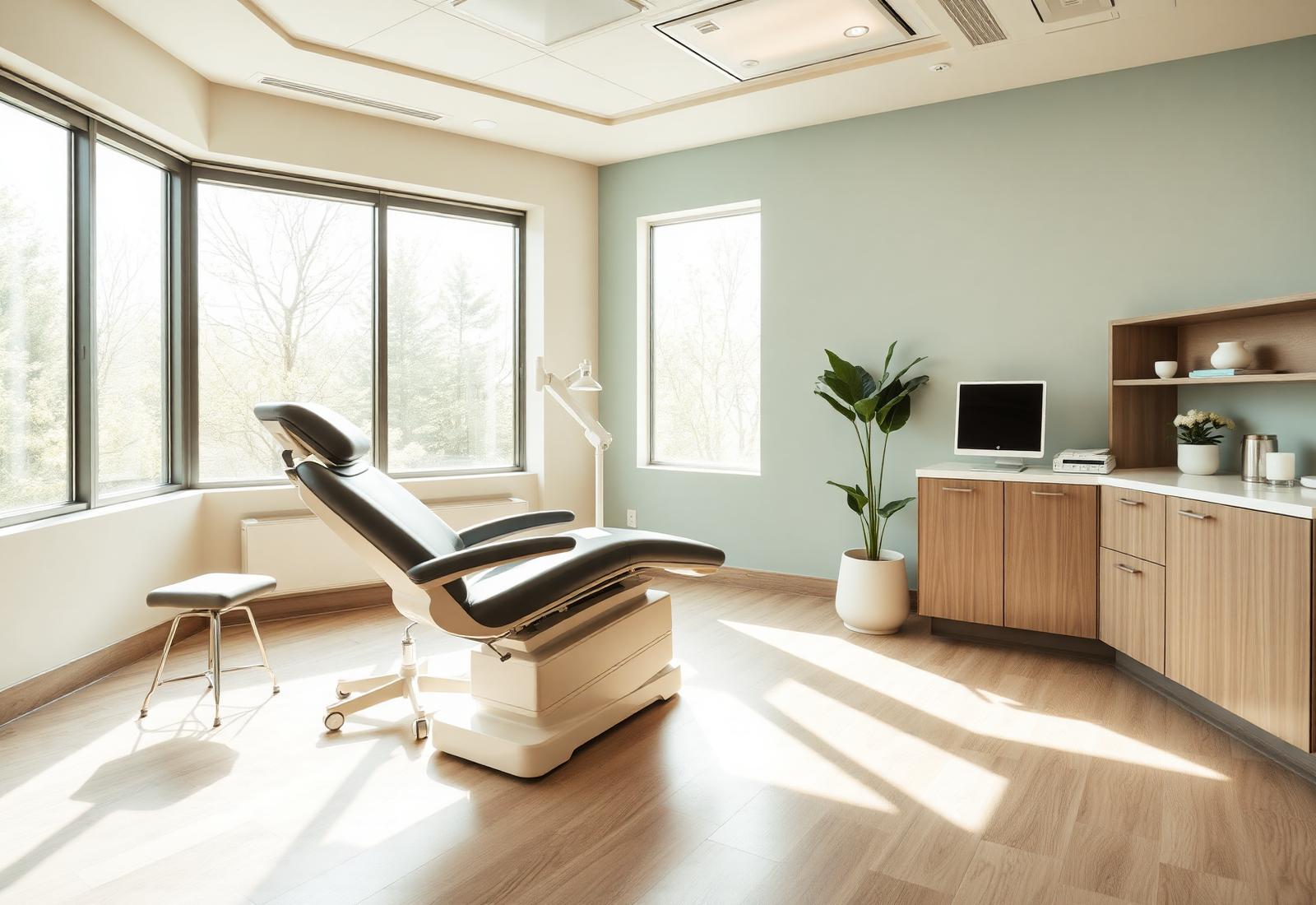 A calm, sunlit TMS therapy suite at TMS Therapy Centers Colorado in Aurora